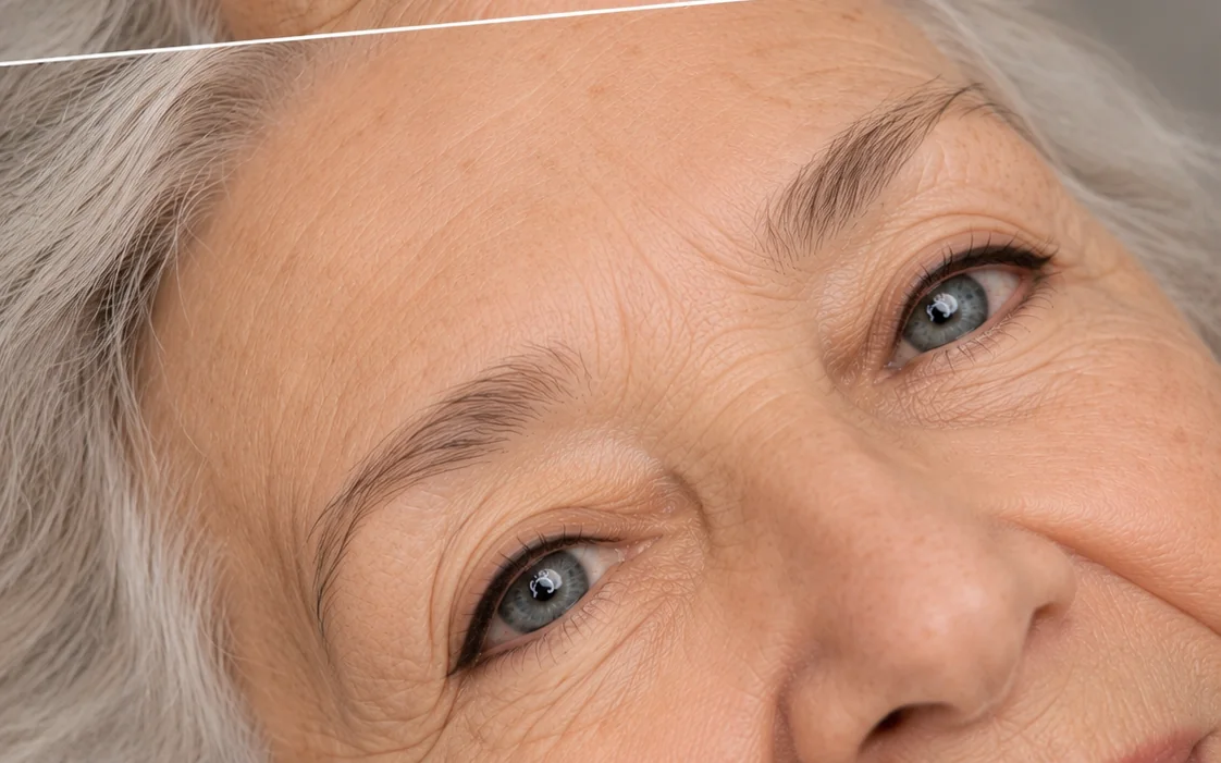 Augenbrauen und Augenpartie nach dem Permanent Make-up, natürlich definiert, Berlin Charlottenburg
