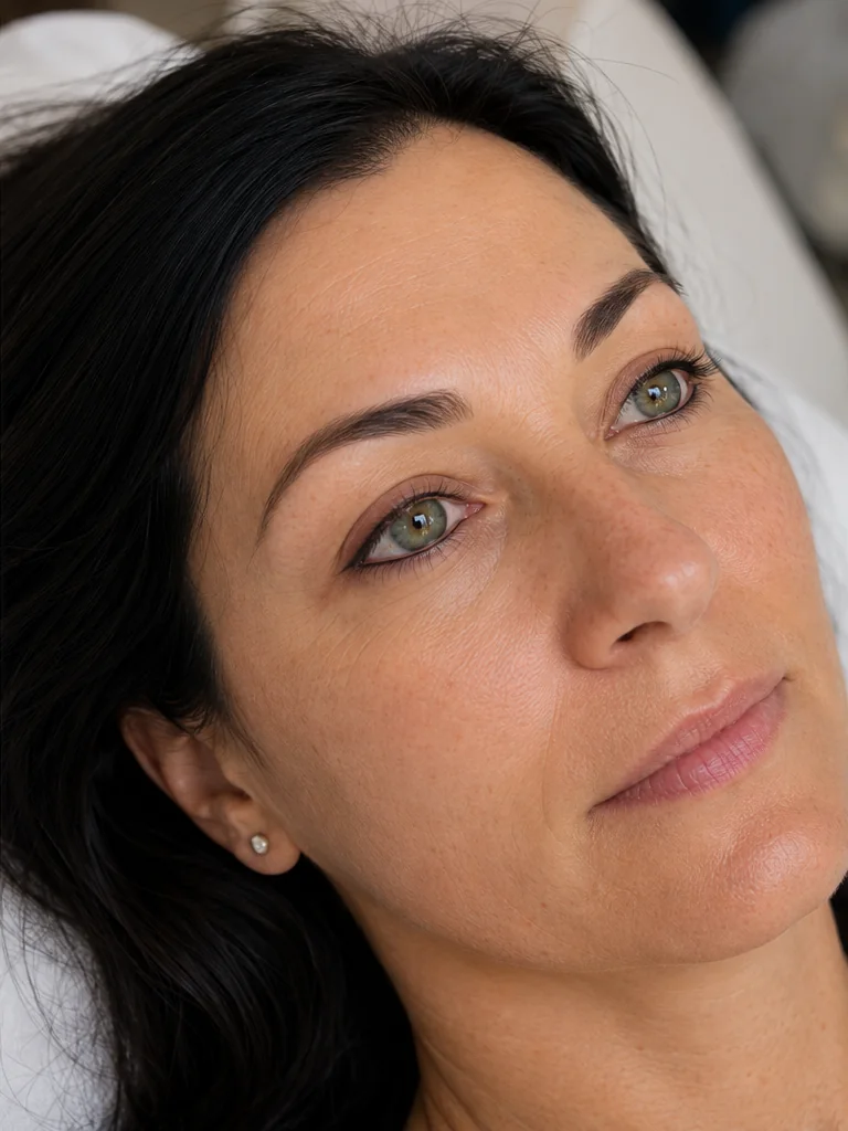 Gesichtsbehandlung nachher: frischeres, ebenmäßigeres Hautbild nach der Behandlung bei Christine Dohanetz in Berlin