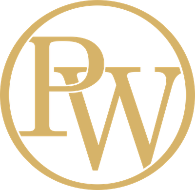 Pretty WoMen Berlin Logo, PW-Monogramm in Gold