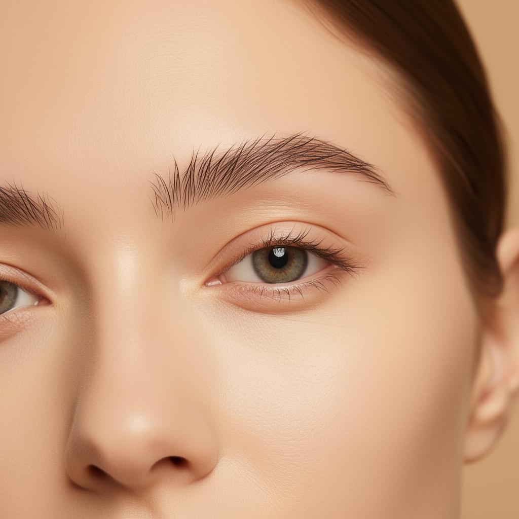 Nahaufnahme von Augenbraue und Augenpartie vor einer Permanent-Make-up-Behandlung